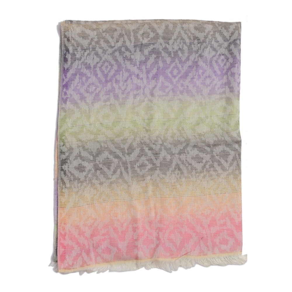 Multi Color Ombré Modal Scarf Lightweight Soft Fringe Wrap Boho Chic - Picture 7 of 8